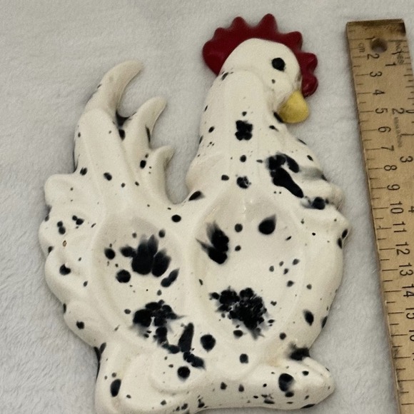 Other - Unbranded Ceramic Rooster Wall Hanging Spoon Rest White Vintage Hand Painted Exc